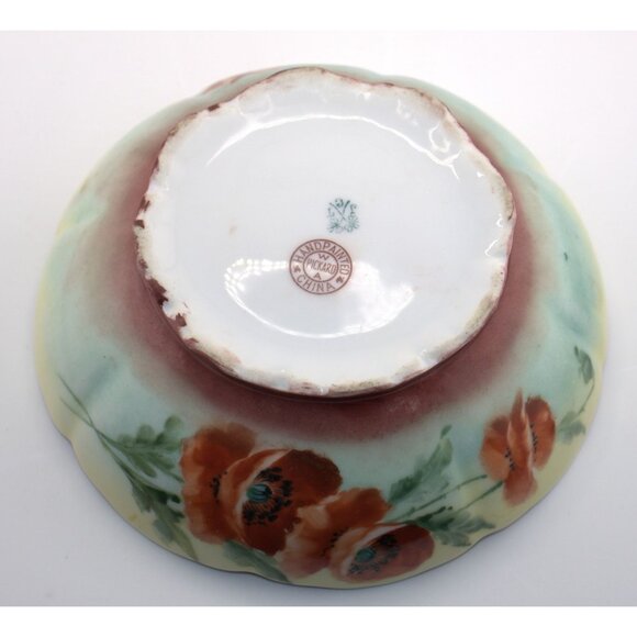 Pickard Hand Painted Poppy Bowl – Antique 6.25" Porcelain w/ Gold Trim - Picture 3 of 7